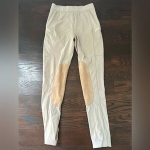 Willit kids size L tan beige breeches Riding Pants with Tan Knee Patches